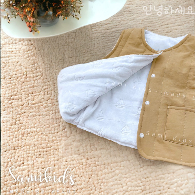 Áo phao gile cho bé kèm mũ phong cách Korea