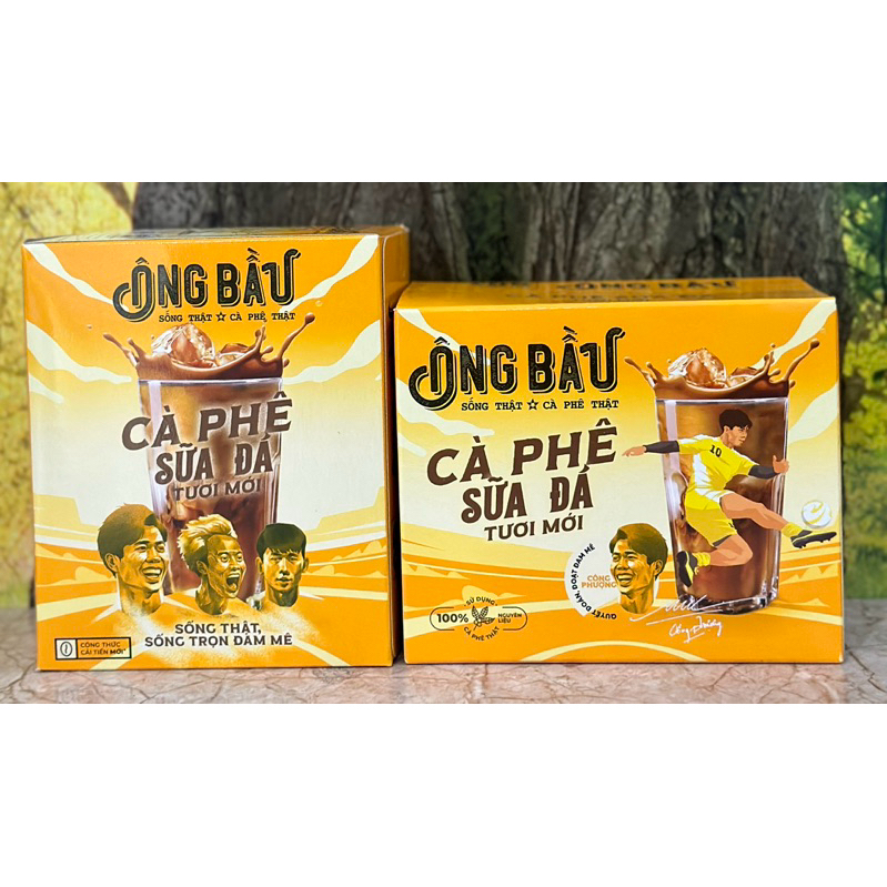 Cà Phê Sữa Đá Tươi Ông Bầu Mới Hộp 240g/10 gói *24g