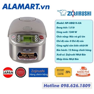Nồi cơm điện cao tần zojirushi 1.8 lít np-hbq18-xa made in japan