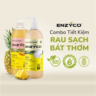 Combo nước ngâm rau củ và nước rửa chén sinh học enzyco an toàn không hóa chất dishwashing liquid