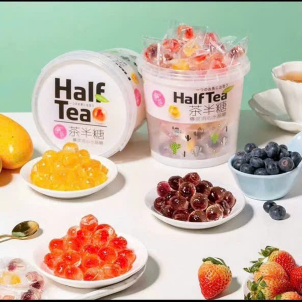 Kẹo dẻo có nhân siro mix vị trái cây HALF TEA xô 258gam