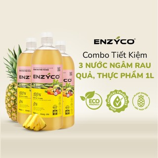 Combo 3 chai nước ngâm rửa rau củ quả sinh học enzyco hương dứa 1l, làm sạch thực phẩm 100% enzymetừ dứa