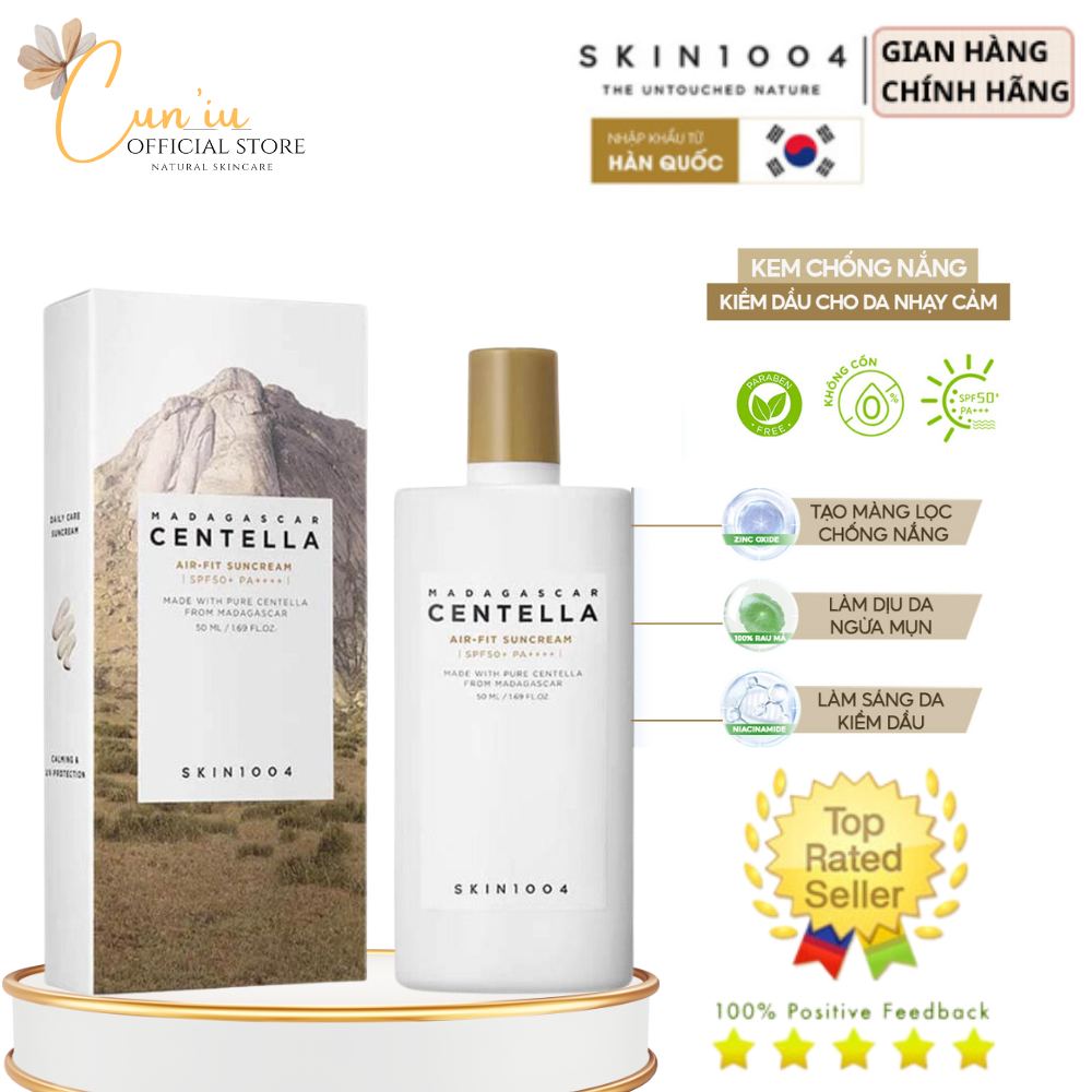 Kem Chống Nắng Skin1004 Madagascar Centella Air fit Suncream Plus SPF50+ PA++++ 50 ML Chính Hãng Hàn Quốc