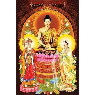 Tranh tam thế phật 5d tự đính đá full
