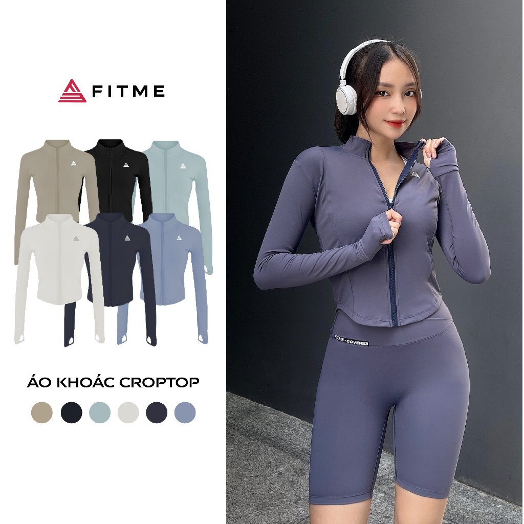 Áo khoác croptop Fitme Cover23 tay dài tập gym yoga vải 2 lớp ôm body AKCV | BigBuy360 - bigbuy360.vn