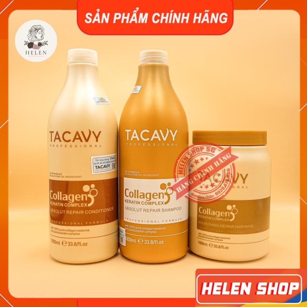 Tacavy - Cặp Dầu Gội Xả Tacavy 1000ml/Chai Siêu Phục Hồi Tóc Hư Tổn Lấy Lại Độ Đàn Hồi Giúp Tóc Chắc Khỏe Mềm Mượt aa