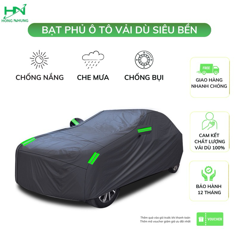 Bạt phủ toàn xe vải dù 190T dày dặn siêu bền che nắng, che mưa, chống bụi bẩn, chống xước