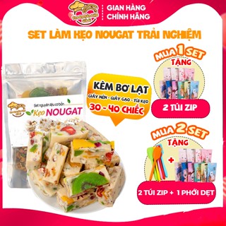 Set làm kẹo Nougat [30-40 chiếc] Nguyên liệu kẹo Hạnh Phúc Sữa hạt, Dâu tây, Matcha, Khoai môn Siêu hạt ít ngọt