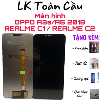 Màn hình Oppo A3s / A5 / A12e / Realme C1 / realme 2 New Full bộ màu đen tặng kèm bộ sữa chữa