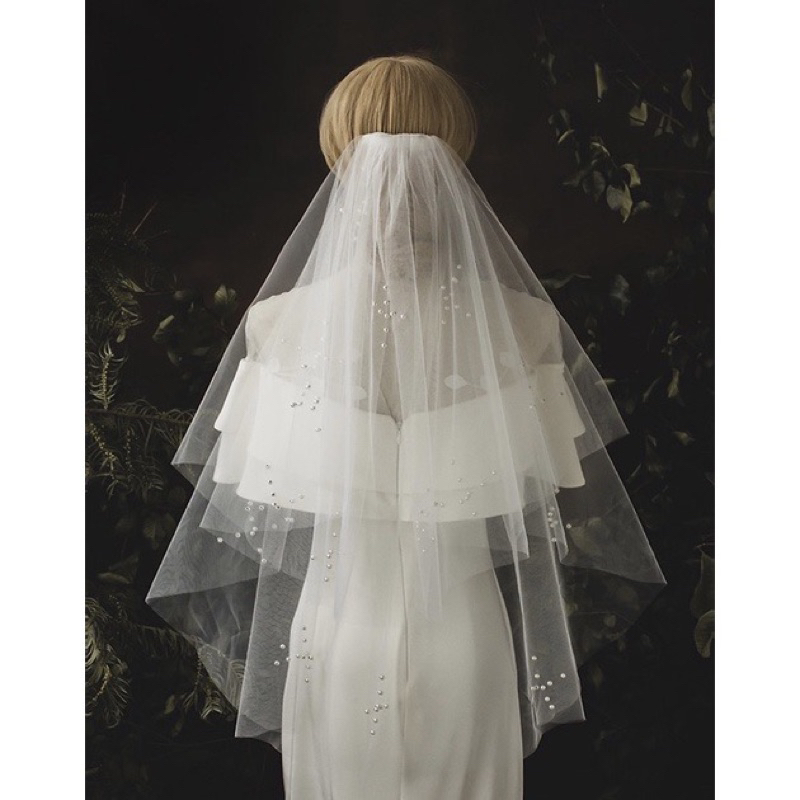 Lúp cô dâu , khăn voan cô dâu đính trai hình chữ thập TH26