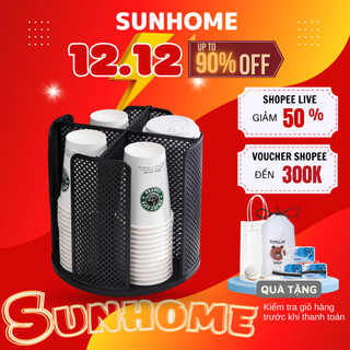 Giá đựng ly nhựa, kệ ly nhựa, kệ để cốc nhựa chia ngăn xoay 360 độ đựng trà sữa chất liệu nhựa ps cao - kz360