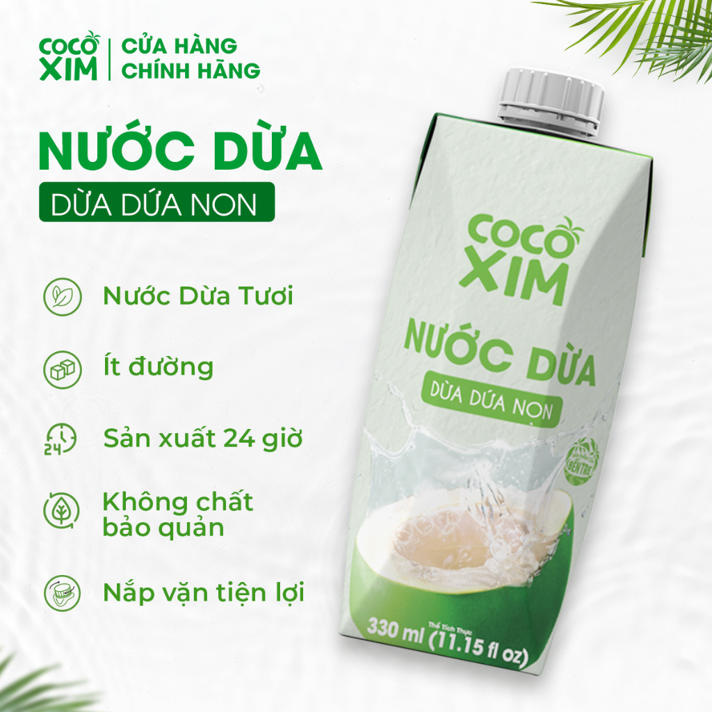 COMBO 6 HỘP Nước dừa đóng hộp Cocoxim dứa non 330ml/hộp