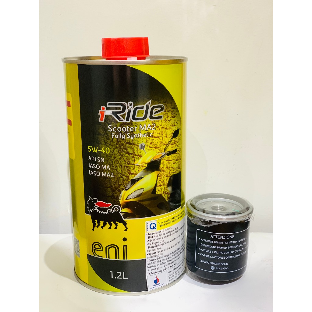 Combo Eni Scooter MA2 5W40 1.2L + Lọc nhớt cho Vespa/Piaggio