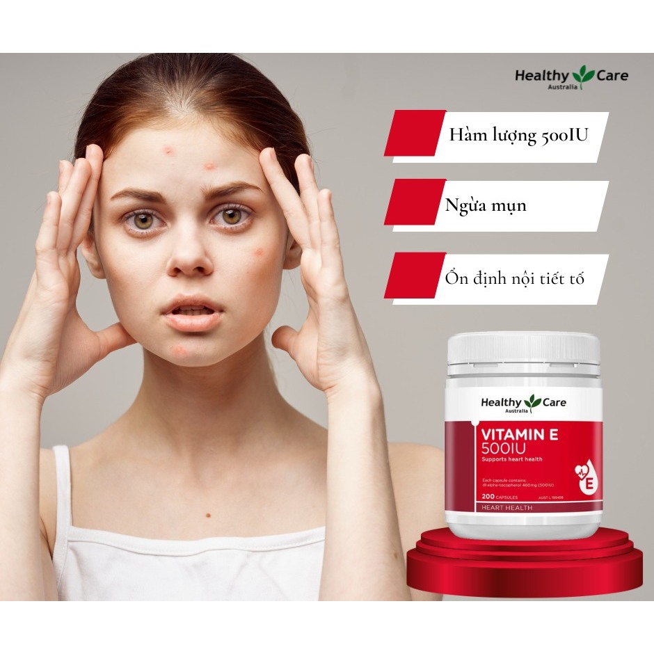 Viên uống Vitamin E 400IU và 500IU Healthy Care Extaste chống oxy hóa Healthy Care Australia