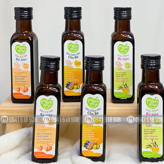 Dầu ăn dặm Mămmy 100ml cho bé từ 6 tháng. Dầu olive / dầu cá hồi / hạt lanh/ chiên xào - Ăn dặm bổ não