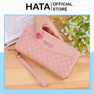 Ví dài nữ đựng thẻ cầm tay forever young kẻ sọc số 8 - hata24h