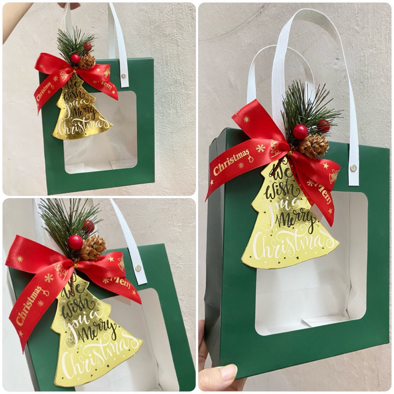 Set 5 Cụm lá cây, Cành-Quả thông trang trí hộp, túi quà, cây thông Giáng Sinh Noel Christmas