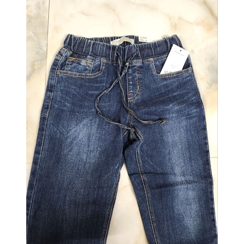 Quần jean CT dáng boyfriend, lưng chun dây rút