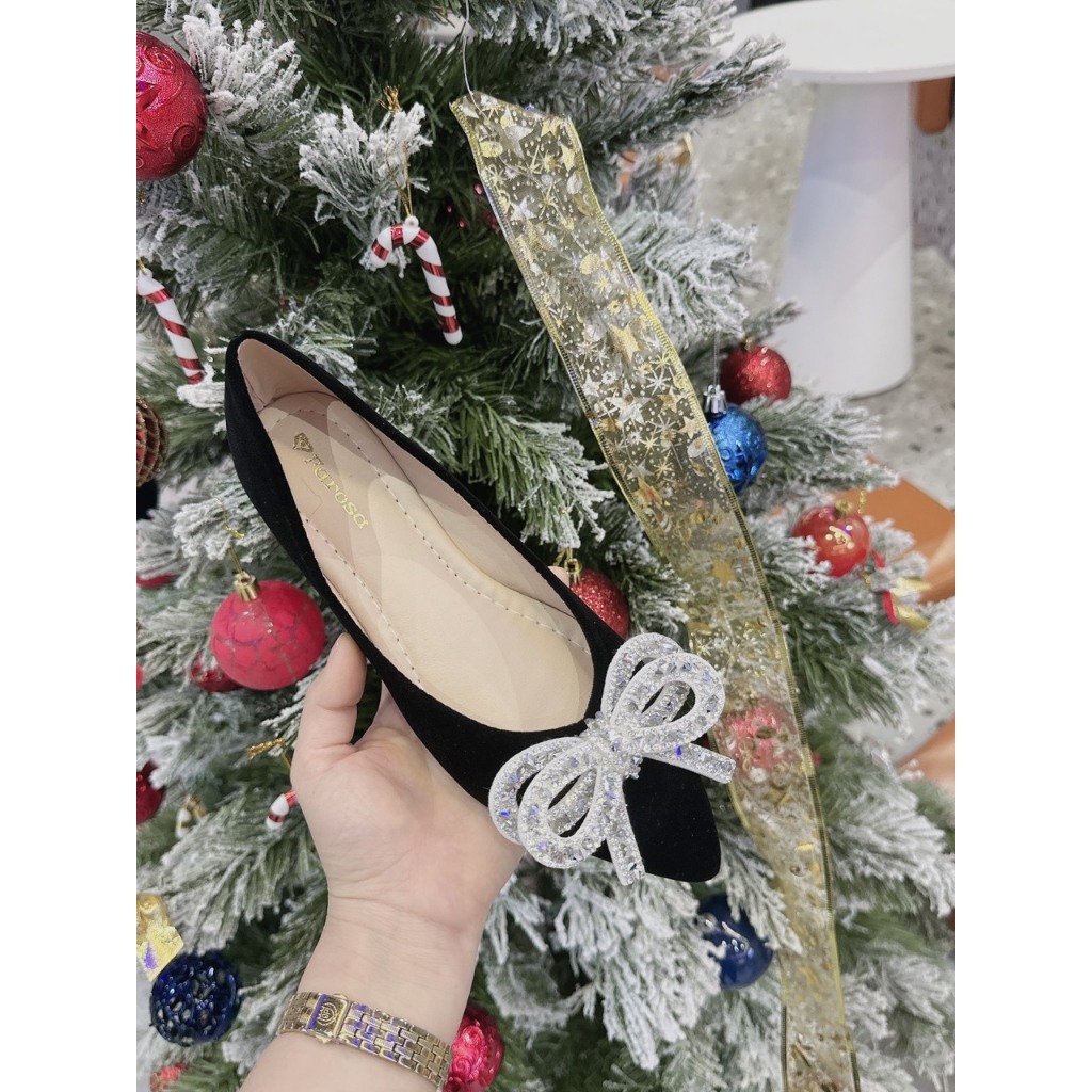 Giày búp bê nữ kiểu tiểu thư nơ kép lên chân xinh xắn mã B8