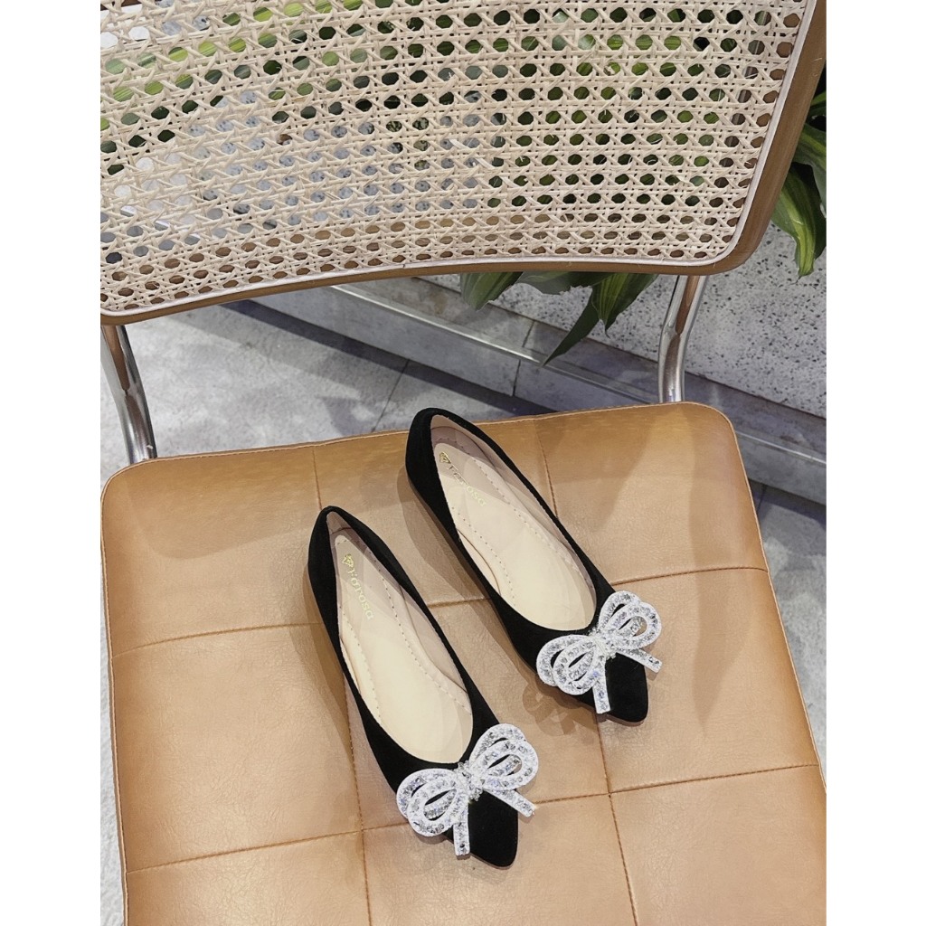 Giày búp bê nữ kiểu tiểu thư nơ kép lên chân xinh xắn mã B8