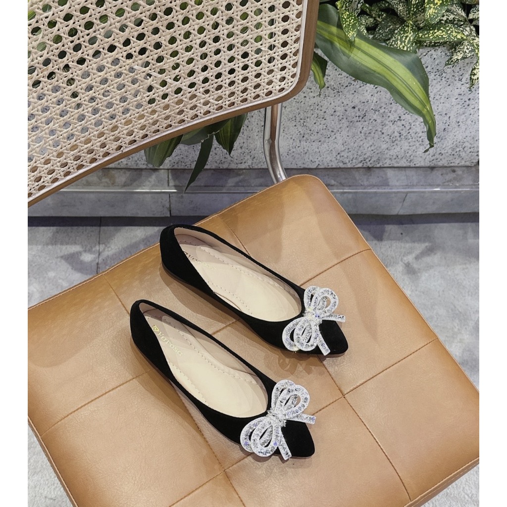 Giày búp bê nữ kiểu tiểu thư nơ kép lên chân xinh xắn mã B8