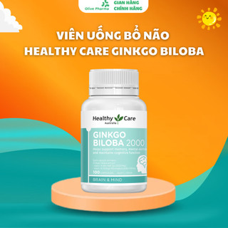 Viên Uống Bổ Não Healthy Care Ginkgo Biloba 2000 Úc 100 viên Mẫu Mới Date Xa - Hỗ Trợ Lưu Thông Tuần Hoàn Máu Não