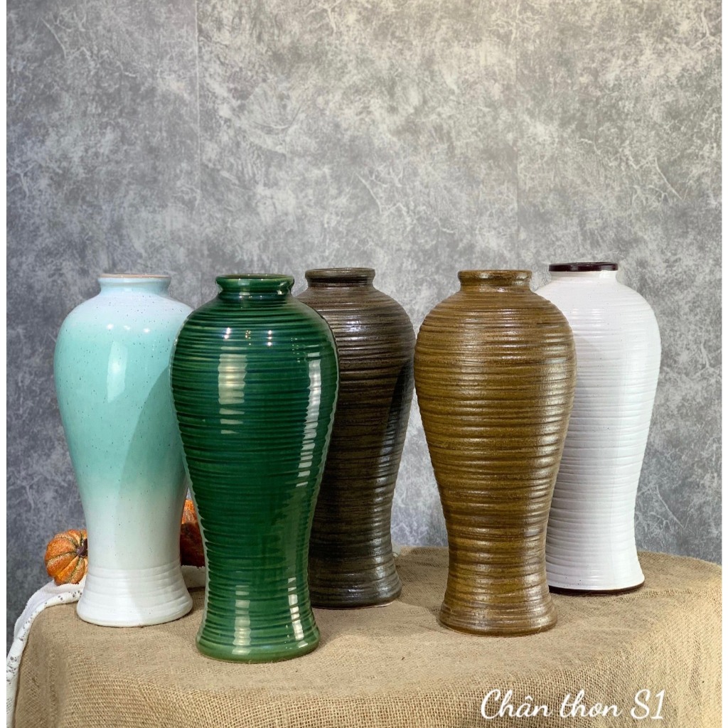 BÌNH GÔM BÁT TRÀNG CHÂN THON HỎA BIẾN SẴN HÀNG SÀI GÒN cao trên 35cm dáng vò cao miệng nhỏ Lọ cắm hoa decor trang trí