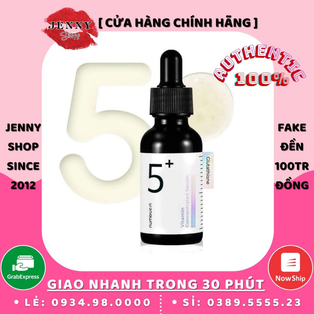 Tinh Chất Dưỡng Trắng Numbuzin No.5+ Vitamin Concentrated Serum 30ml