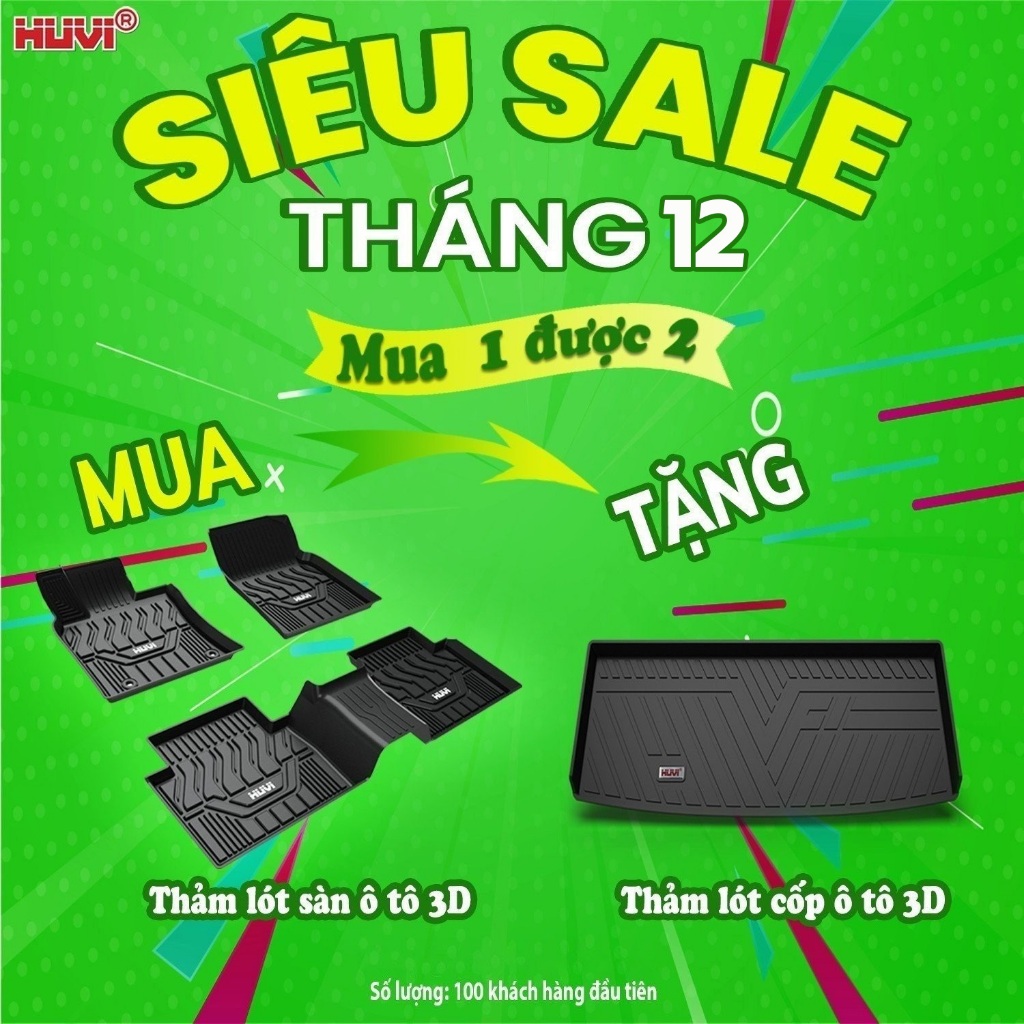Thảm lót sàn ô tô Vinfast VF9 (bản 6 chỗ) Huvi nhựa TPE nguyên sinh đúc khuôn sàn xe