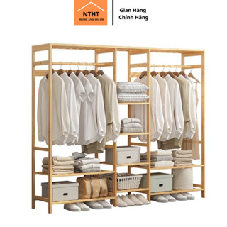 Tủ treo quần áo, kệ treo quần áo gỗ thông không mối mọt KT D150 x C150 x R35