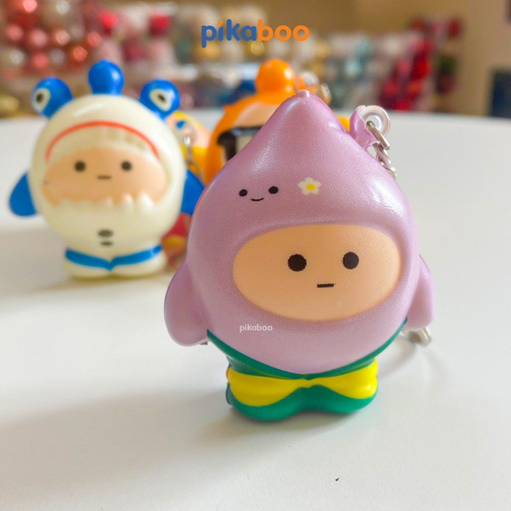 [QUÀ TẶNG KHÔNG BÁN] Móc khóa xả stress squishy nắn bóp đàn hồi giảm căng thẳng Pikaboo, chất liệu nhựa mềm an toàn