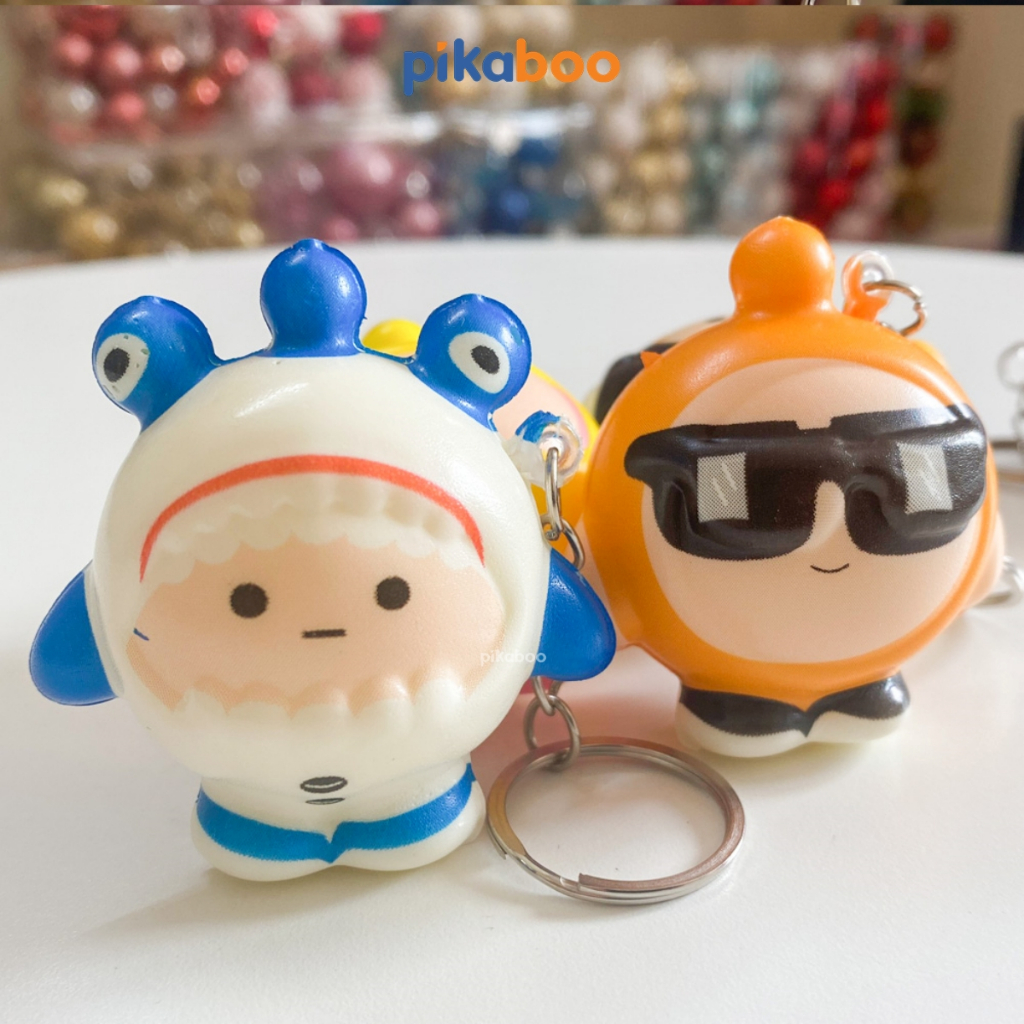 [QUÀ TẶNG KHÔNG BÁN] Móc khóa xả stress squishy nắn bóp đàn hồi giảm căng thẳng Pikaboo, chất liệu nhựa mềm an toàn