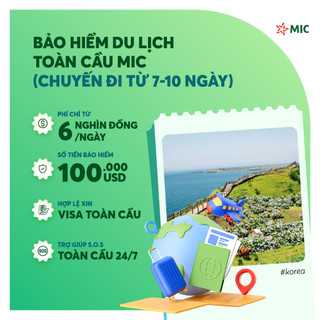 Toàn quốc [E-Voucher] Bảo hiểm du lịch toàn cầu MIC, chuyến đi 7 - 10 ngày, gói Thượng hạng