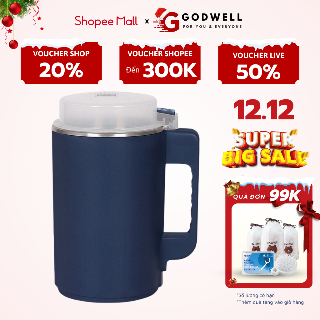 Máy Xay Hạt Khô Đa Năng GODWELL Công Suất 300W, Xay Bột Ngũ Cốc, Cafe, Thảo Dược, Các Loại Hạt Cực Nhanh, Tiện Dụng