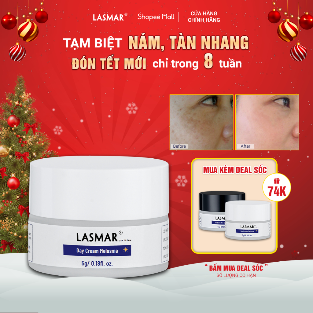 Kem Nám Ban Ngày Lasmar Hỗ Trợ Mờ Nám Da, Sáng Da, Mờ Tàn Nhang Lâu Năm Minisize 5g