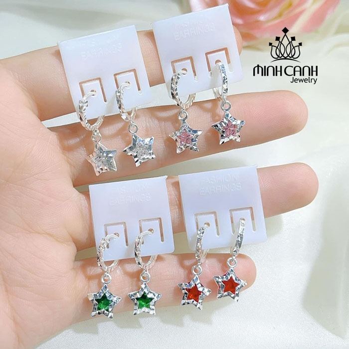 Bông Tai Bạc Trẻ Em Họa Tiết Sao Treo - Minh Canh Jewelry