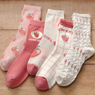 🎀Dâu🎀 tất vớ nữ cổ cao dâu màu hồng đỏ xinh dễ thương thời trang thu đông cho nữ