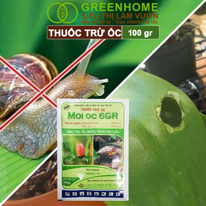 Thuốc Diệt Ốc Greenhome, Moioc, Bao 100gr, Trừ Sên, Các Loại Ốc, Diệt Côn Trùng Thân Mềm, Bảo Vệ Rau, Cây Trồng