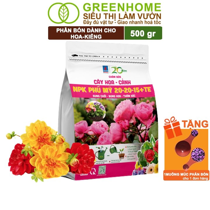 Phân Bón Kích Hoa Greenhome, Gói 500gr, Đâm Chồi Nhanh, Hoa Đậm Màu, Bông To Dùng Tốt Cho Các Loại Hoa, Kiểng