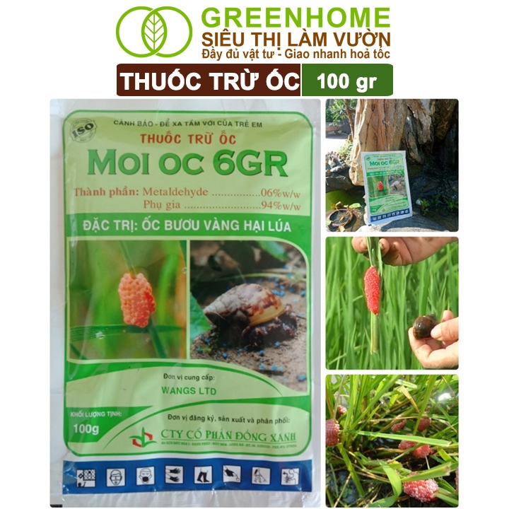 Thuốc Diệt Ốc Greenhome, Moioc, Bao 100gr, Trừ Sên, Các Loại Ốc, Diệt Côn Trùng Thân Mềm, Bảo Vệ Rau, Cây Trồng