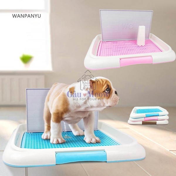 Khay vệ sinh cho chó đực cái có thành và cột chống văng nước tiểu 2 size