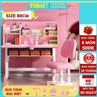Bộ bàn học cho bé Tidu E01, bàn học chống gù size lớn 80cm E01 nâng hạ độ cao, ngăn bàn lớn
