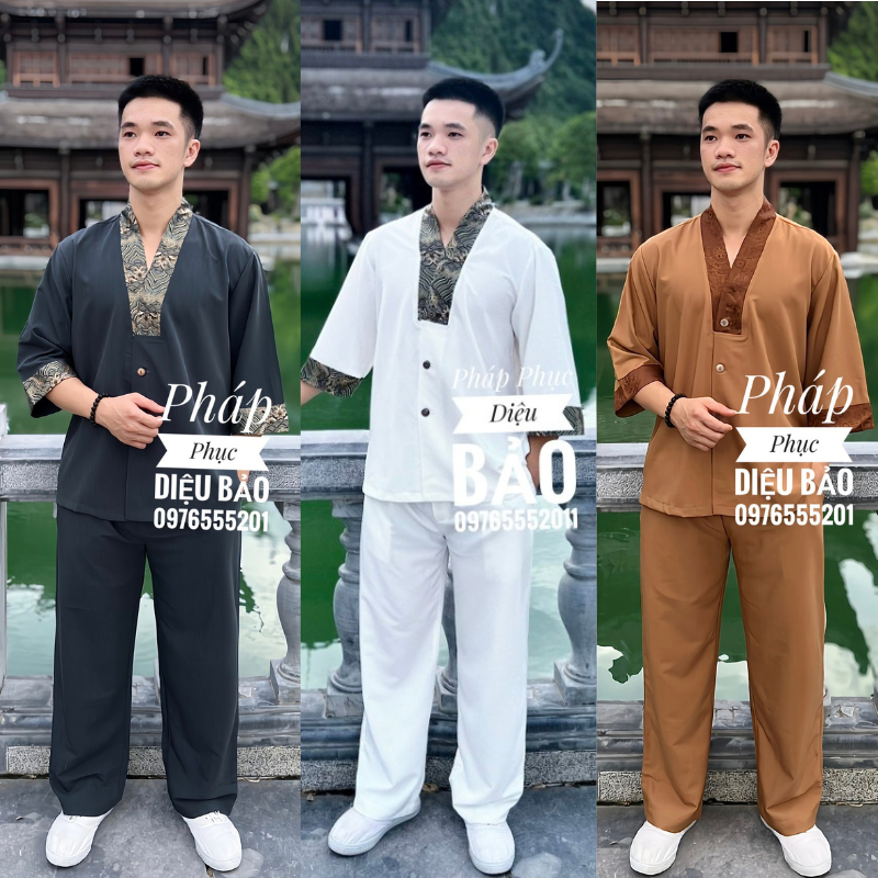 Đồ Lam Đi Chùa Nam - Quần Áo Đi Chùa Nam Cao Cấp Sang Trọng Lịch Sự Chất Vải Dày Dặn Mền Mịn