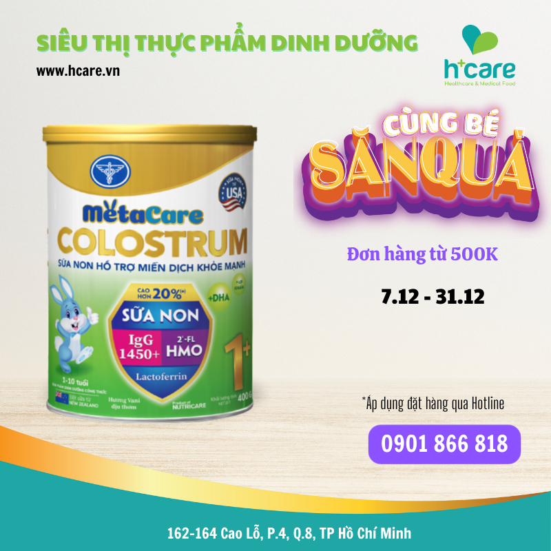 Sữa bột Nutricare Metacare Colostrum 1+ 800g - Sữa non hỗ trợ miễn dịch khỏe mạnh