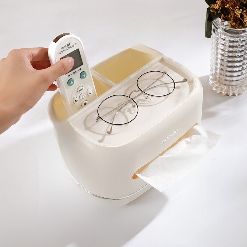 Hộp Đựng Giấy Ăn Để Bàn GonQin Cao Cấp - Có Ngăn Để Đồ Đa Năng, Chất Liệu Nhựa ABS An Toàn Khi Sử Dụng