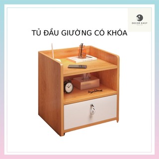 Kệ đầu giường có khóa cực tiện lợi - Tủ để đầu giường trang trí cực dễ dà