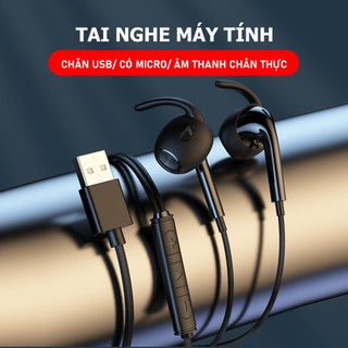 Tai nghe dành riêng cho máy tính bàn pc và laptop đầu cắm usb có mic đàm thoại rảnh tay- Poermax Tech