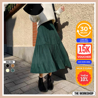 Chân váy nữ dáng dài 3 tầng chất liệu nhung cao cấp chân váy xếp ly dáng xòe chữ A  CV27 phù hợp đi chơi đi dạo phố