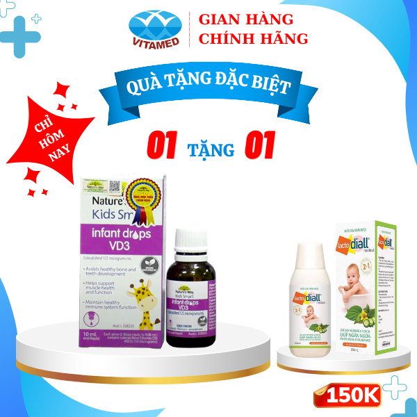 [ Mua 1 Tặng 1 ] NATURE'S WAY KIDS SMART INFANT DROPS VD3 - BỔ SUNG VITAMIN D3 CHO BÉ Hộp 10ML