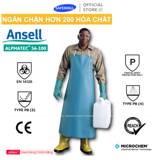 Combo tạp dề chống hóa chất ansell alphatec 56-100 chất liệu pvc, yếm nấu ăn, thủy hải sản, sơn - safemall chính hãng